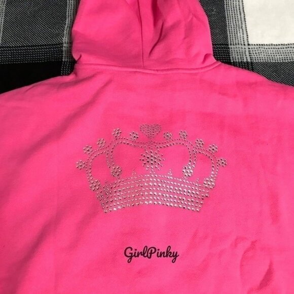 VS PINK CARMINE ROSE FULL ZIP HOODIE WITH BLING LOGO LIMITED EDITION SIZE MEDIUM - Picture 3 of 11